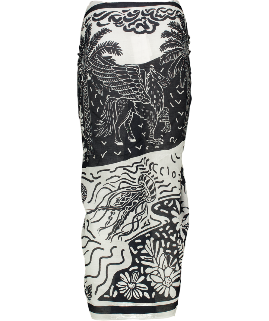 Sea level White Jungle Lino Long Sarong One Size