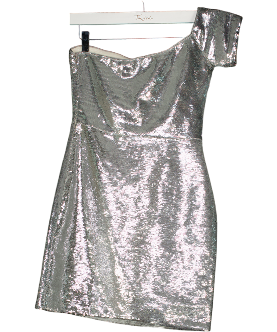Zoe Karssen Metallic One Shoulder Sequinned Mini Dress UK S