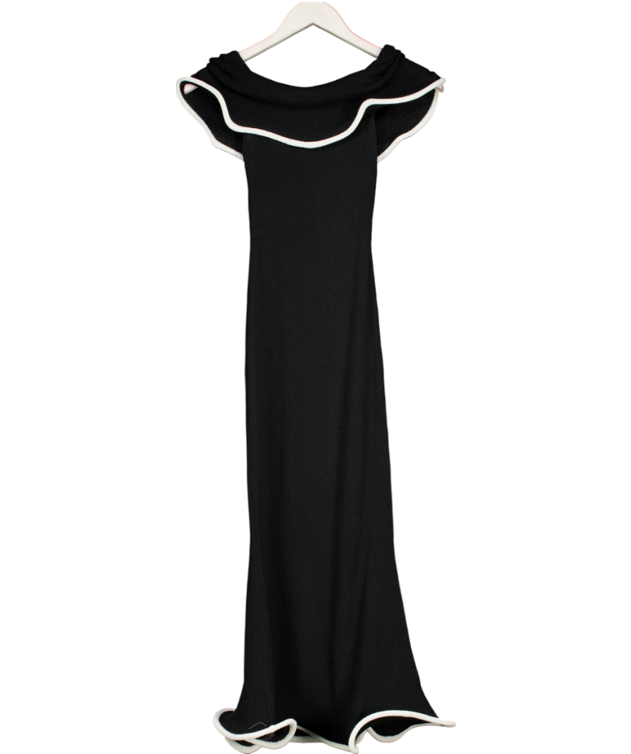 Meshki Black Molly Off Shoulder Knit Midi Dress UK XS