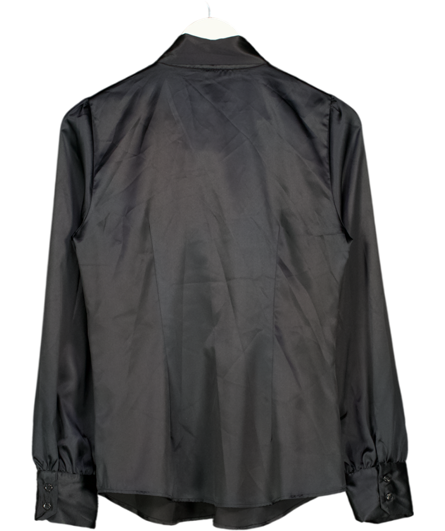 HAWES & CURTIS Black Pussybow Blouse Satin UK 12