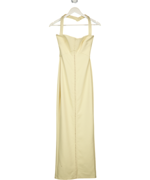 HOUSE OF CB Cream Mia Halter-neck Stretch-woven Maxi Dress - Ecru UK XS
