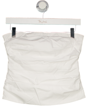 TOPSHOP Gathered Bandeau Top In White UK 8