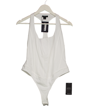 Karen Millen White Cotton Elastane Corset Detail Scoop Neck Bodysuit UK M