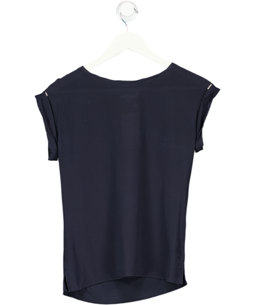REISS Blue Relaxed Silk T-shirt UK XS