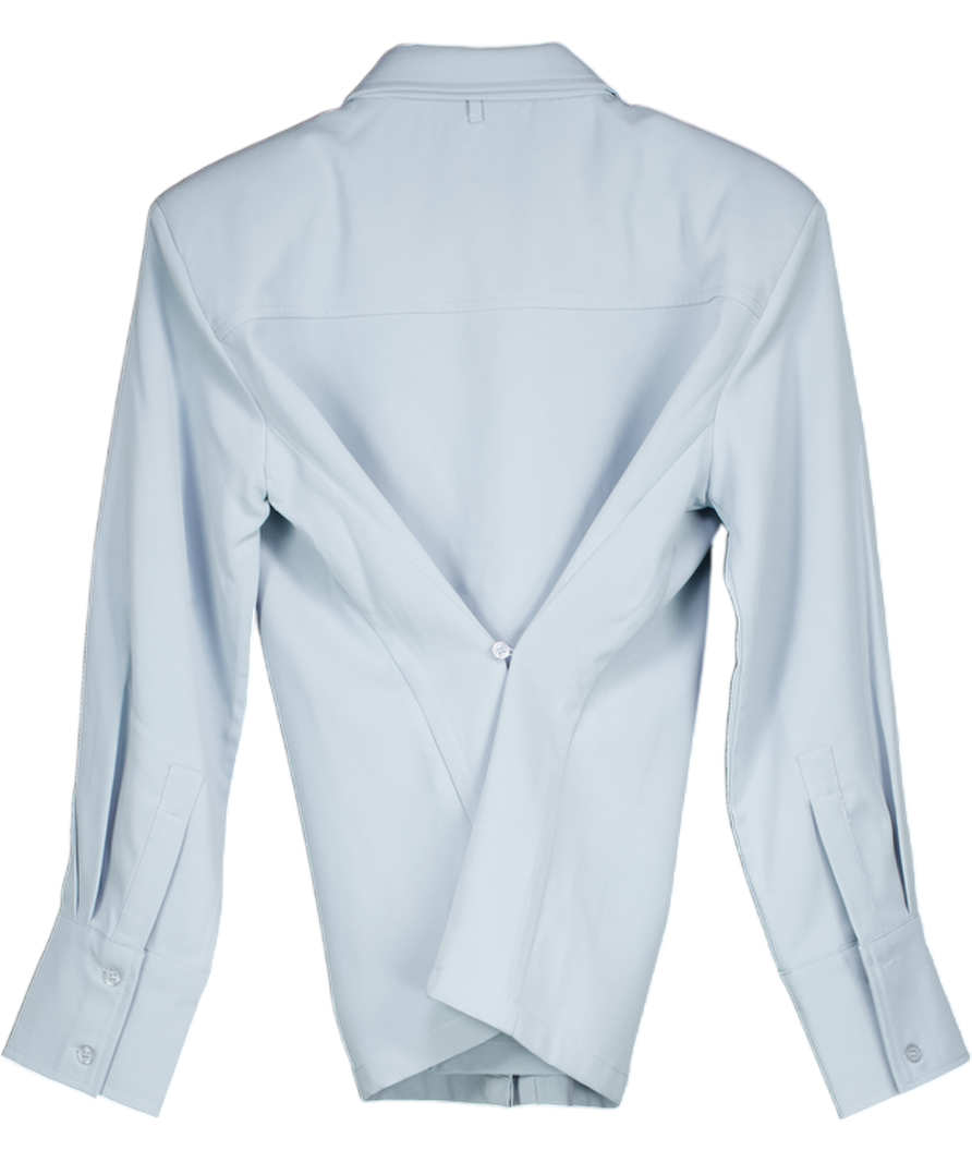 4th & Reckless Corey Blue Cinched Waist Tie Detail Shirt UK 6