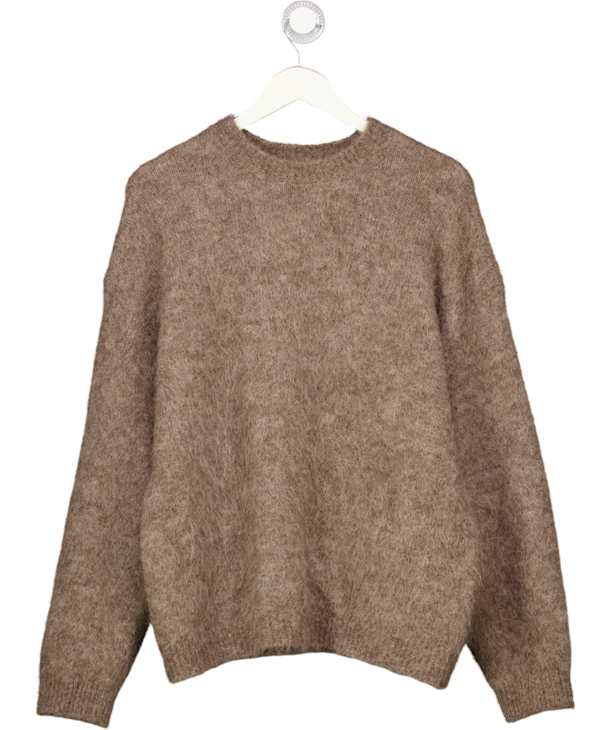 NA-KD Brown Knitted Oversized Alpaca Blend Jumper UK S