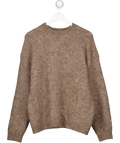 NA-KD Brown Knitted Oversized Alpaca Blend Jumper UK S