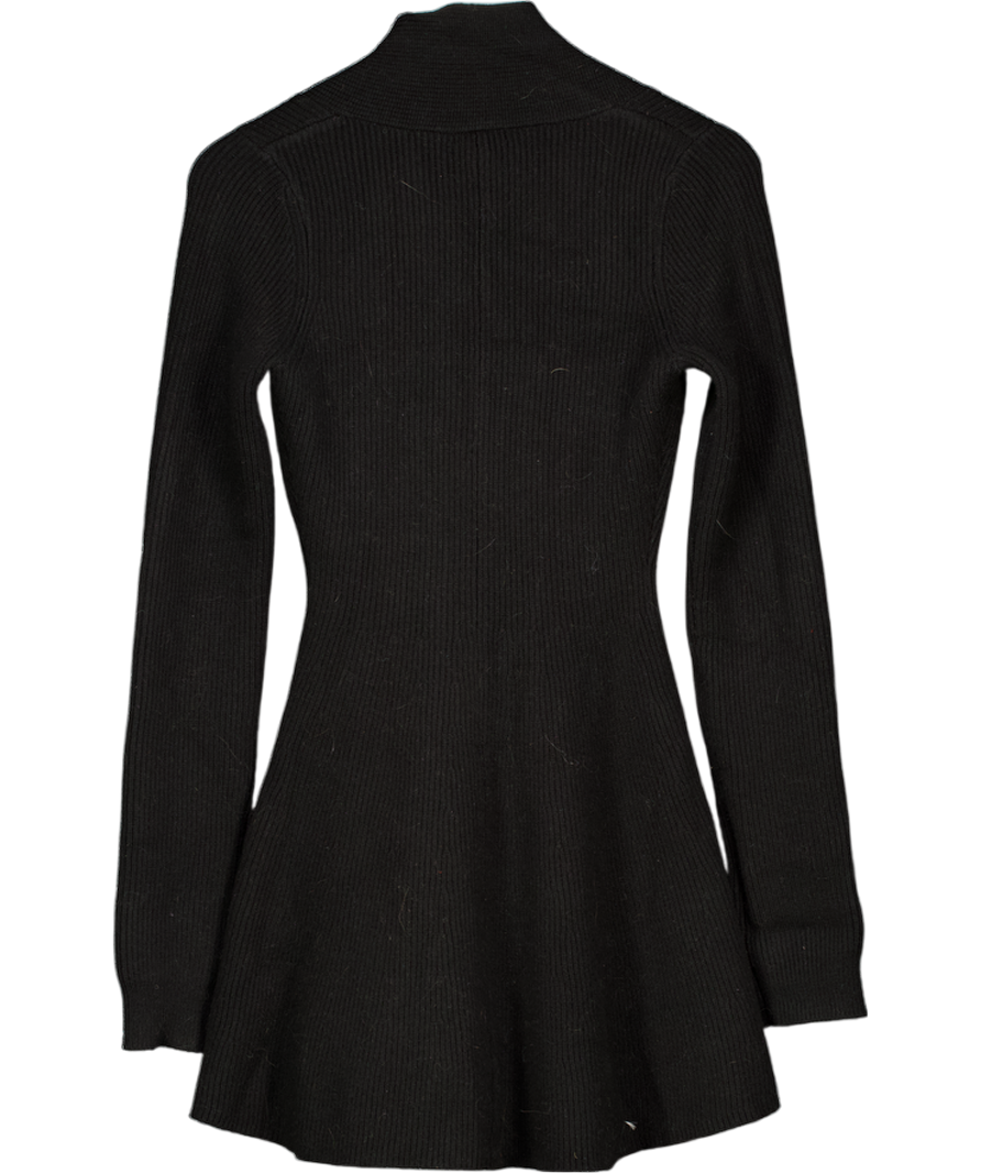 House of CB Aubrey Black Wool Knitted Cardigan Dress UK S