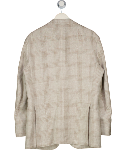 SUITSUPPLY Beige Light Taupe Checked Relaxed Fit Roma Blazer UK 42" CHEST