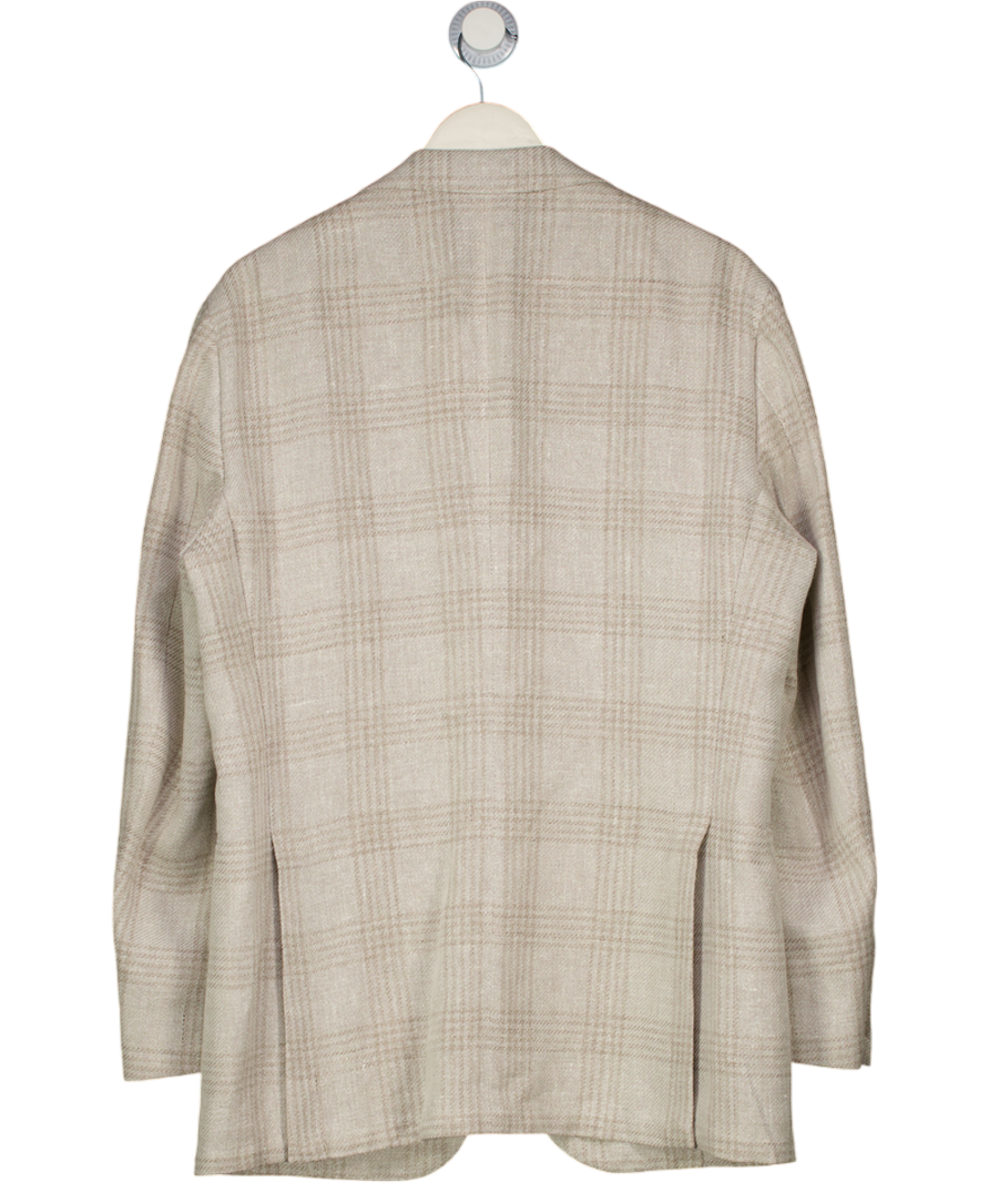 SUITSUPPLY Beige Light Taupe Checked Relaxed Fit Roma Blazer UK 42" CHEST