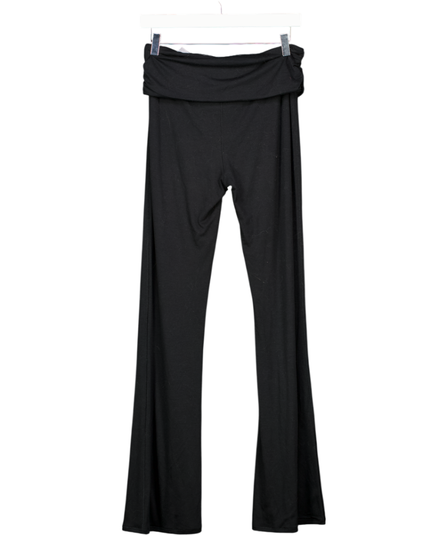 Bo + Tee Black Fold Over Flare Leggings UK M