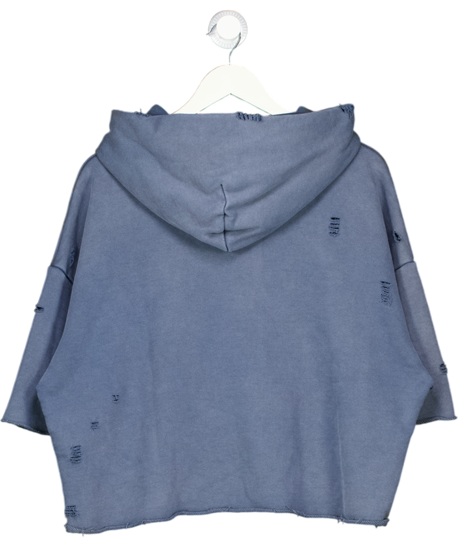 ZARA Blue Distressed Hoodie UK M
