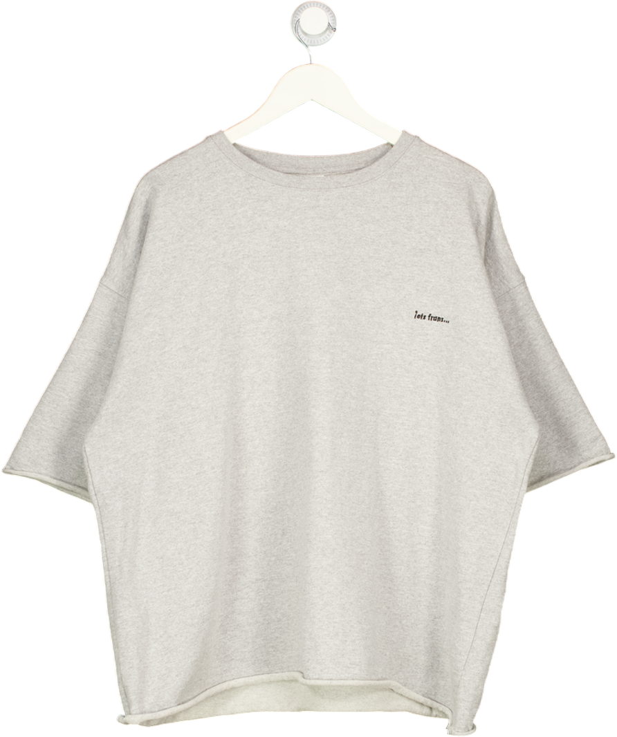 IETS FRANS Grey Embroidered Logo Heavy Weight  T-shirt UK L