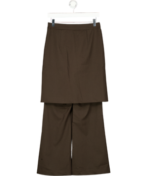 URBAN REVIVO Deep Brown Trousers With Skirt Overlay UK S