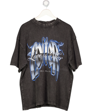 Loiter Grey Love Is War Graphic T-shirt UK L