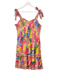 FIGLEAVES Multicoloured Floral Shirred Tie Shoulder Mini Dress UK 22