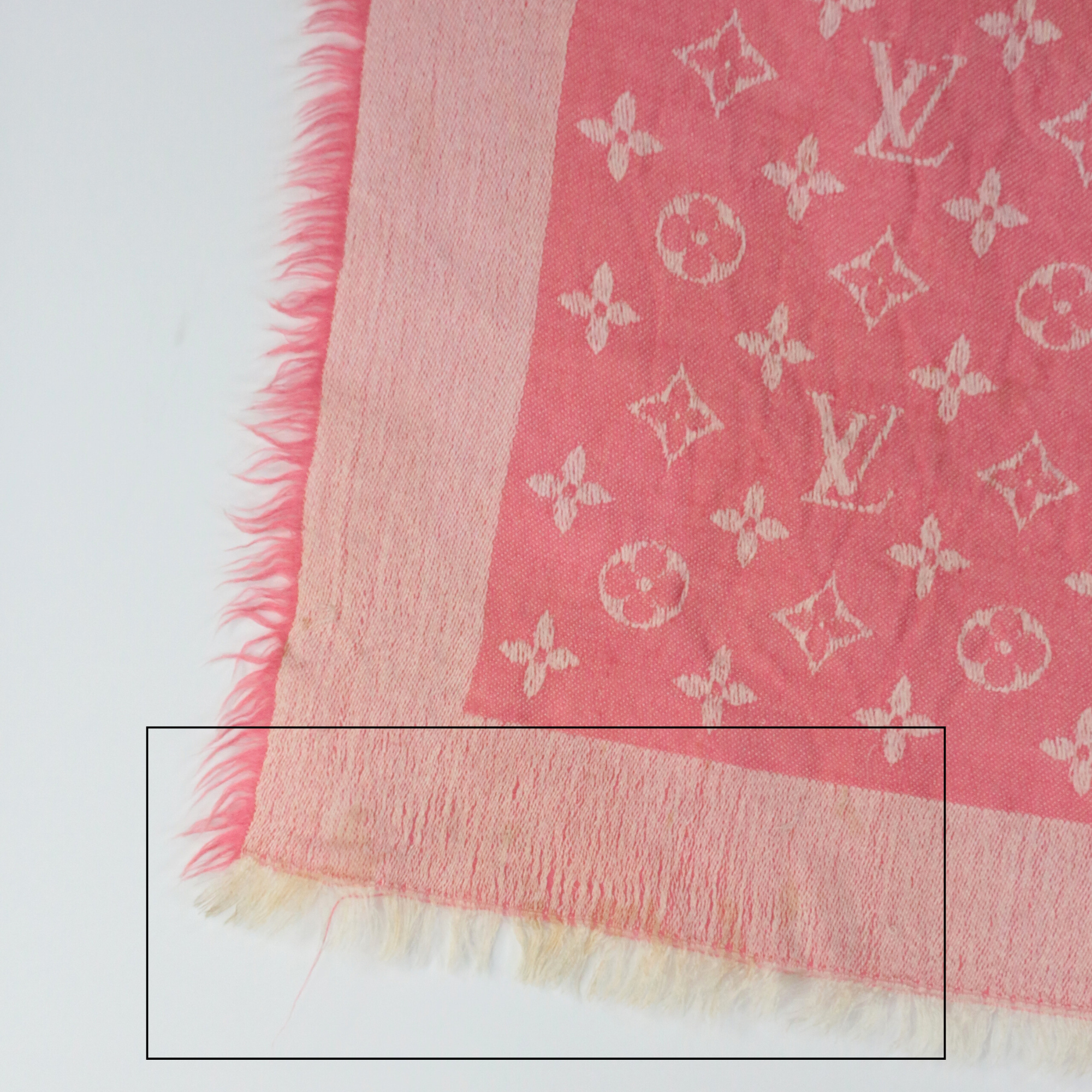 Louis Vuitton Coral Pink Iconic LV Monogram Silk/wool Blend Scarf