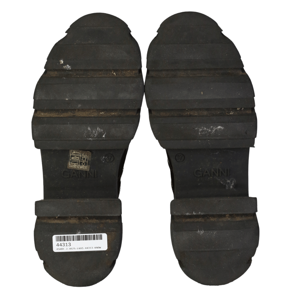 Ganni Brown Patent Chunky Heel Chelsea Boot UK 4 EU 37 👠