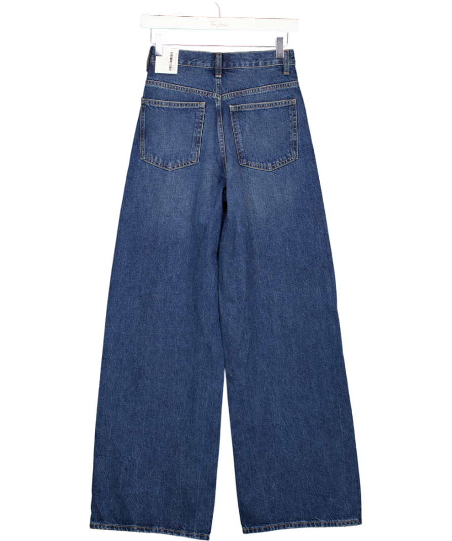 ZARA Blue Wide-leg Crossed Waist High-waist Jeans UK 6