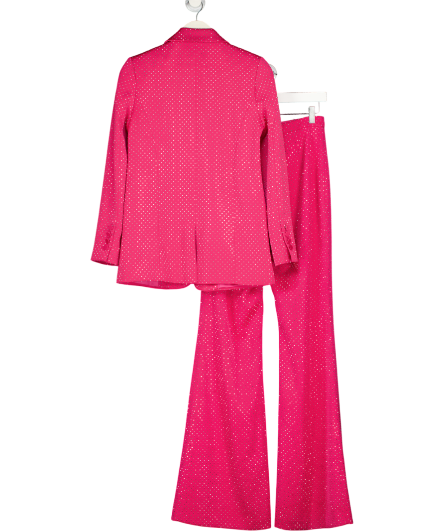 Nadine Merabi 3-piece Hot Pink Kira Embellished Top, Trousers And Bralette Top UK S