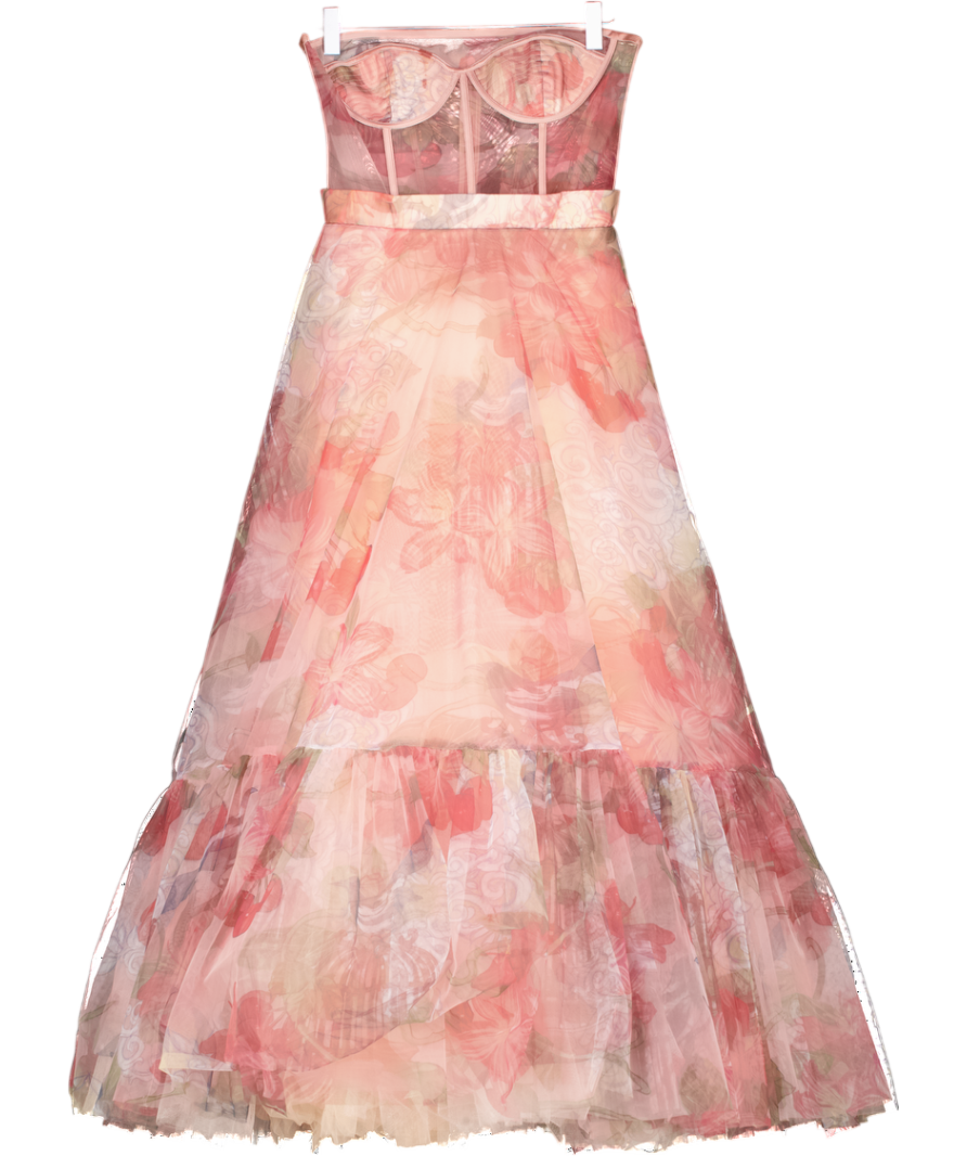 Leo Lin Pink Rae Bustier Midi Dress UK 6