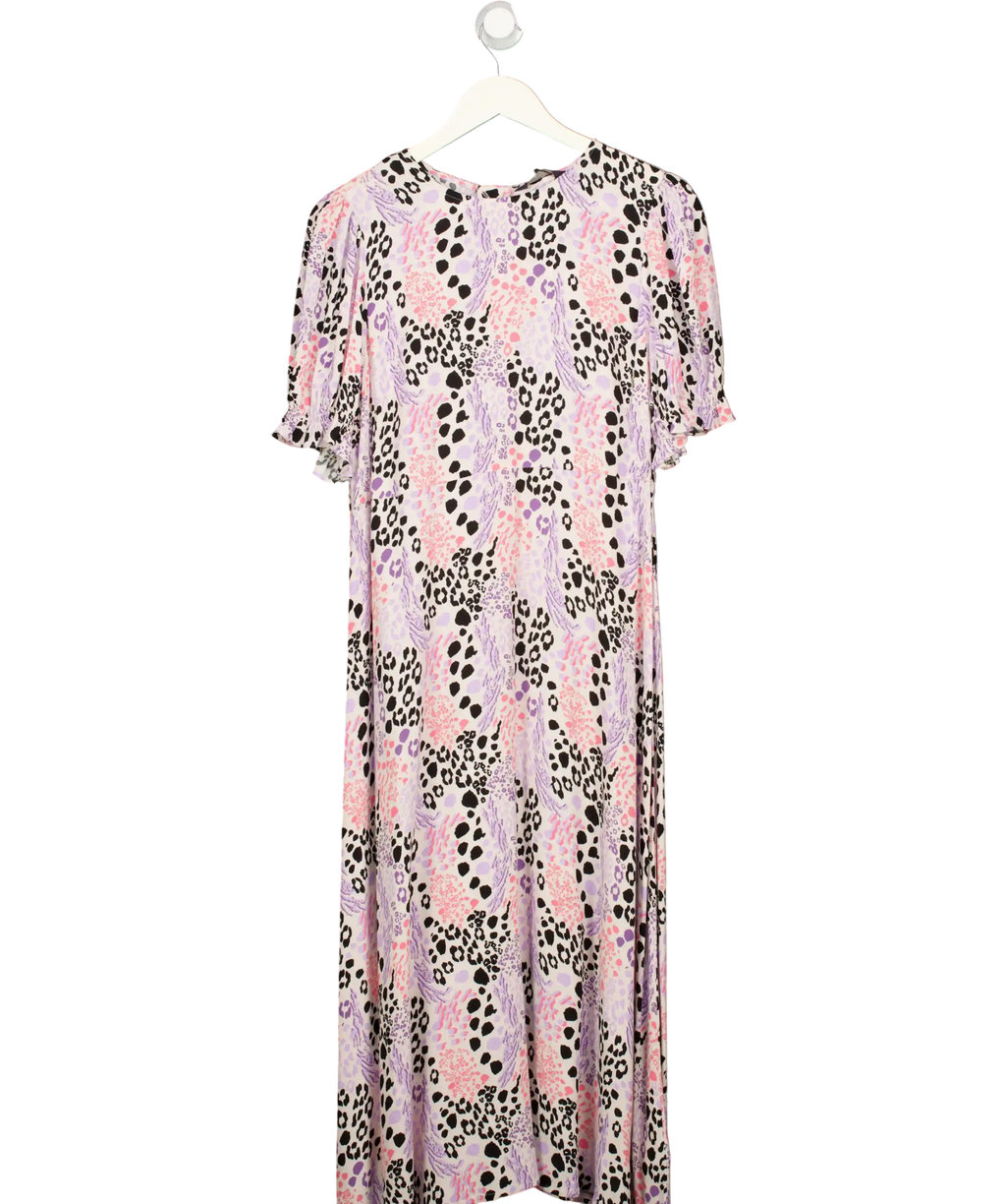 M&S Collection Animal Print Purple Mix Midi Dress - Petite UK 16
