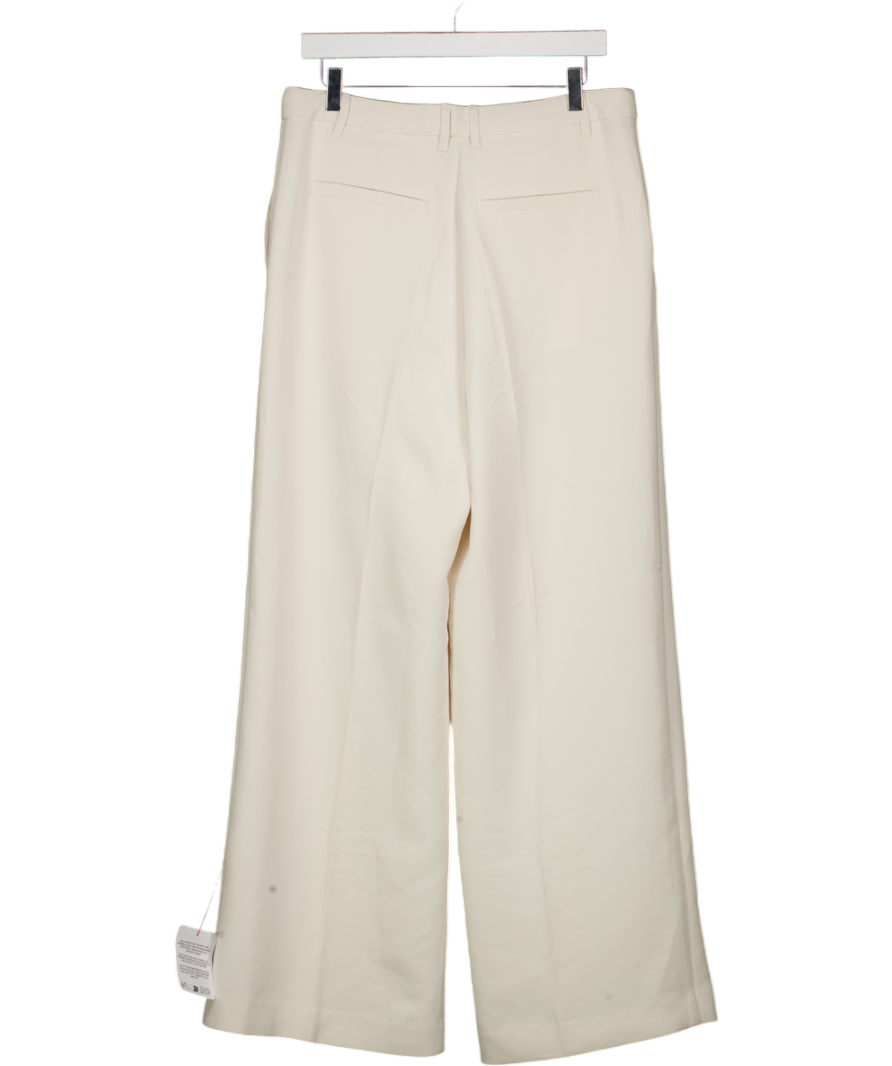 ASOS Cream Pleat Detail Wide Leg Crepe Trouser UK 10