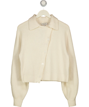 & OTHER STORIES Cream Boxy Asymmetric Rib Knit Cardigan UK S