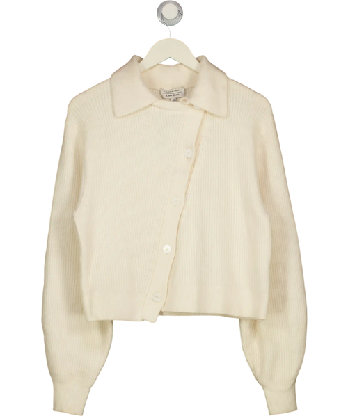 & OTHER STORIES Cream Boxy Asymmetric Rib Knit Cardigan UK S
