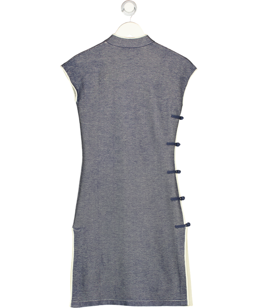 SHANGHAI TANG Blue Qipao Knit Midi Dress It40 UK 8