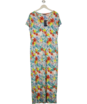 M&S White Collection Tropical Floral V-neck Midi Dress UK 18