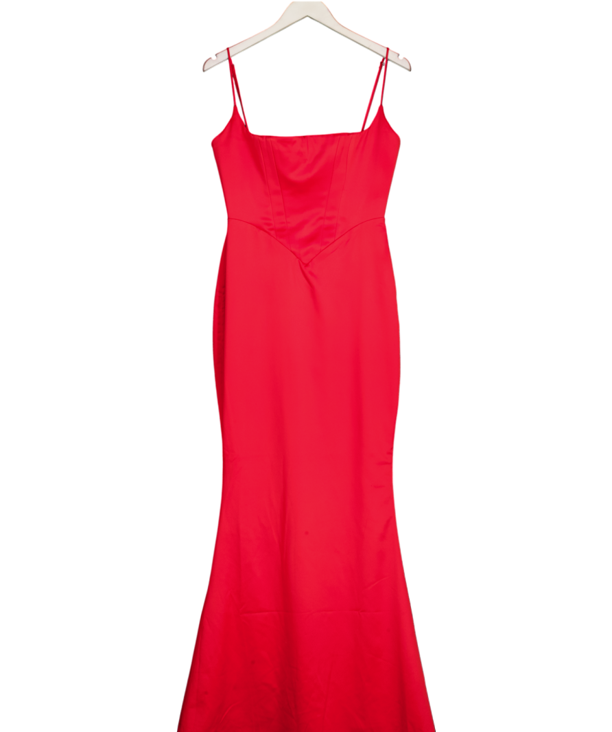 House of CB Shani Red Satin Corset Maxi Dress UK M