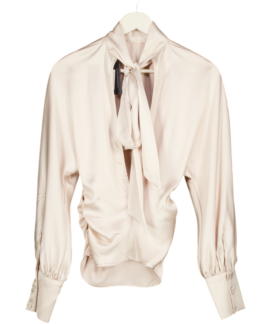 ASOS Design Cream Satin High Neck Batwing Blouse UK 8
