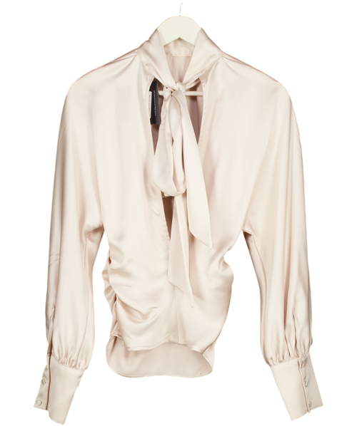 ASOS Design Cream Satin High Neck Batwing Blouse UK 8