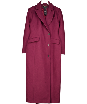 Karen Millen Purple Italian Wool Blend Tailored Fitted Maxi Coat UK 10