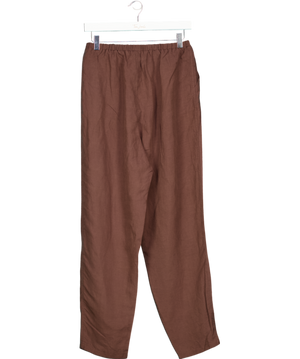 SOUTH.ST Brown Linen Blend Stretch Trousers UK S
