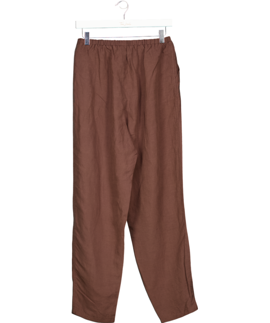 SOUTH.ST Brown Linen Blend Stretch Trousers UK S