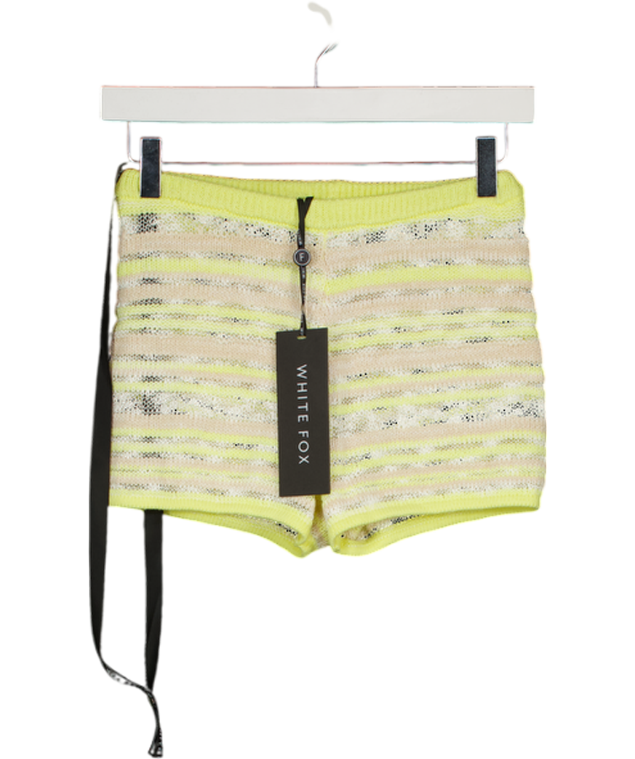 WHITE FOX Lemon Yellow Please Change Your Mind Knit Shorts UK S