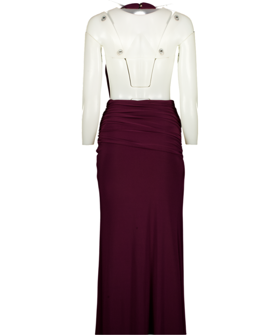 Club L Purple Plum Ppurple Halterneck Drape Detail Maxi Dress UK 6