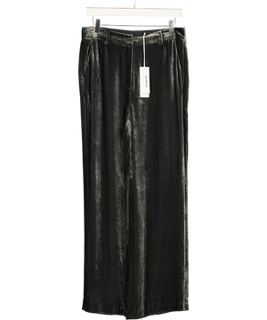 THE WHITE COMPANY Charcoal Grey Silk Velvet Fluid Wide Leg Trouser UK 10