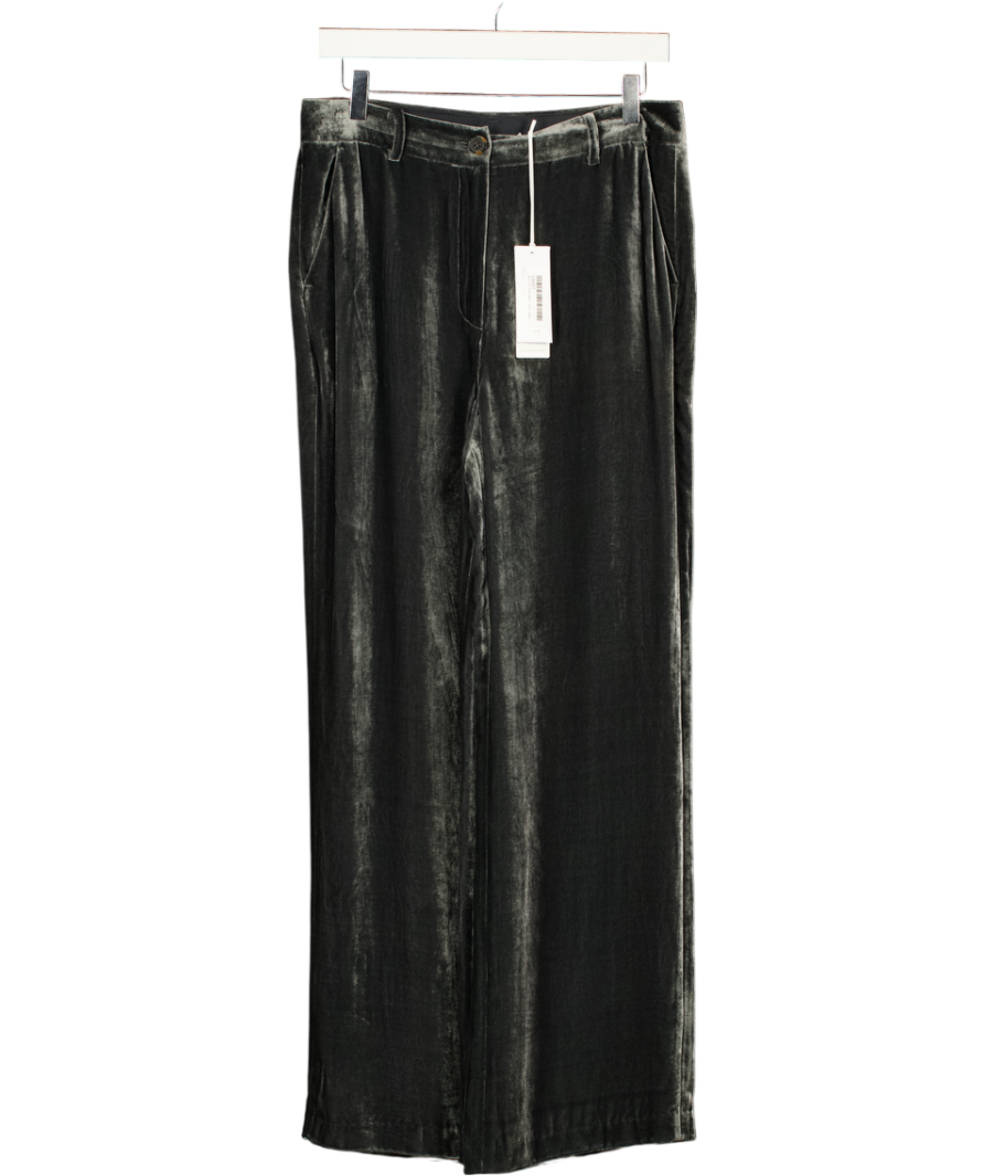 THE WHITE COMPANY Charcoal Grey Silk Velvet Fluid Wide Leg Trouser UK 10