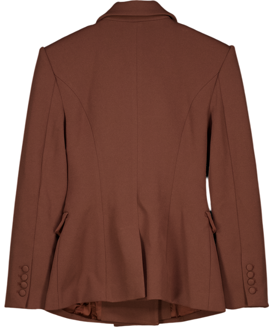 WANDERDOLL Brown Charlotte Double Breasted Padded Suiting Jacket UK S