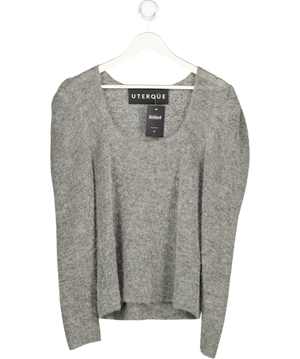 Uterque Grey Alpaca Blend Puff Sleeve Jumper UK M