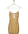 Oh Polly Metallic Drop A Glint Embellished Mini Dress In Gold UK 8