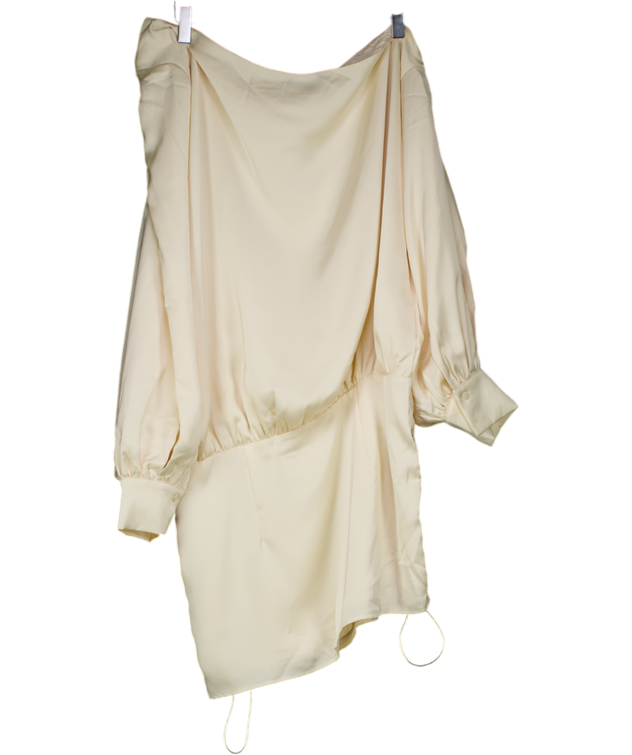 White Fox Cream Love Letter Long Sleeve Mini Dress UK M