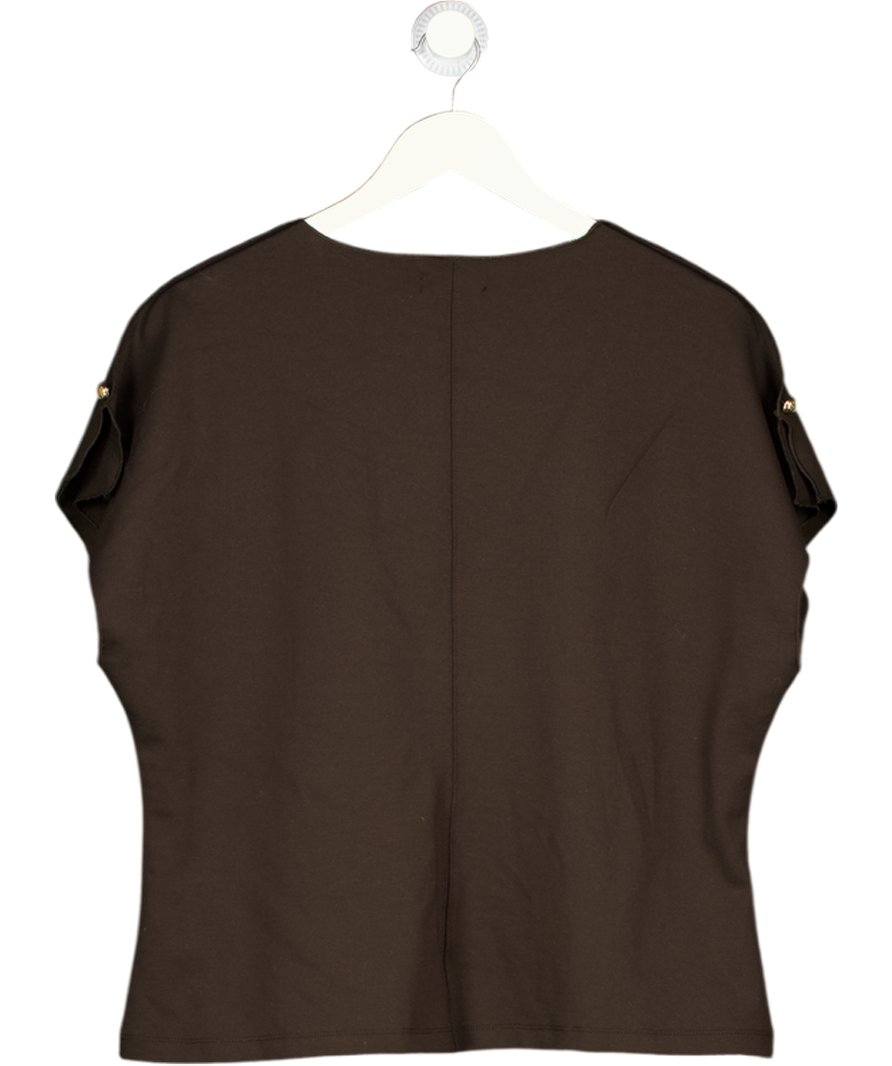 RIVER ISLAND Espresso Brown Short Sleeve Interlock Top UK L