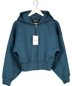 T/ALA Cropped Zip Through Sweater Teal Blue UK M