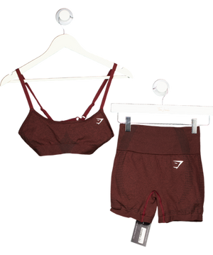 gymshark Red Adapt Fleck X Whitney Seamless Shorts And Top UK XS