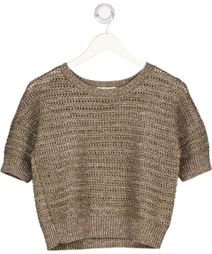 Whistles Metallic Green Sparkle Open Knit Jumper UK XS