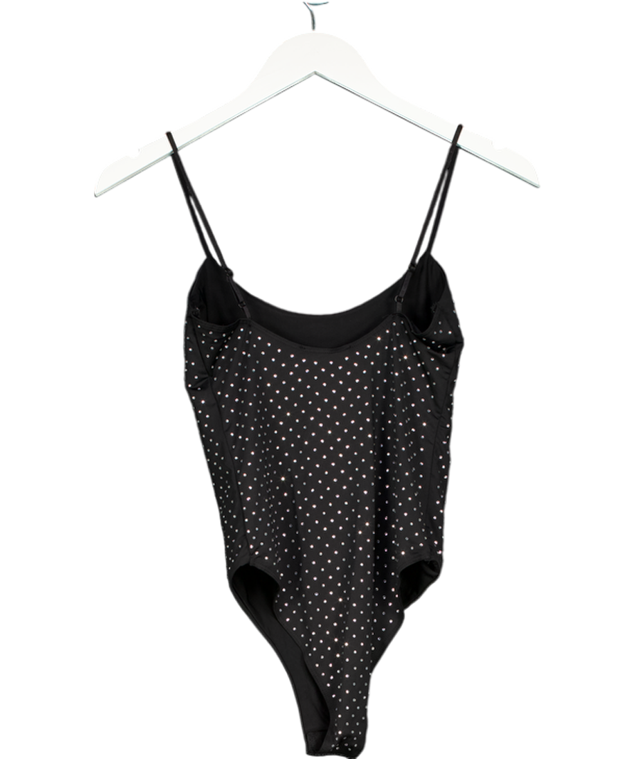 ZARA Black Polyamide Bodysuit With Rhinestones UK S